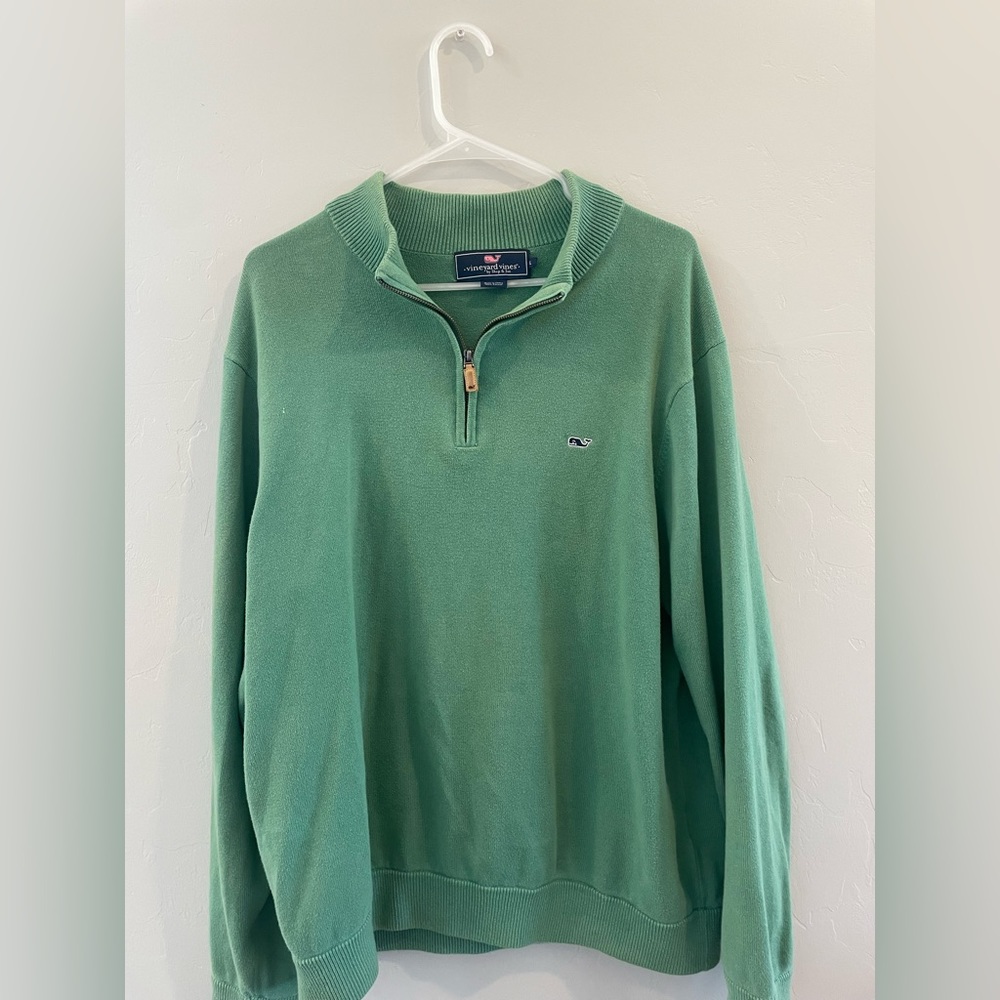 Vineyard Vines Men’s Quarter Zip Green Jacket Large Pullover